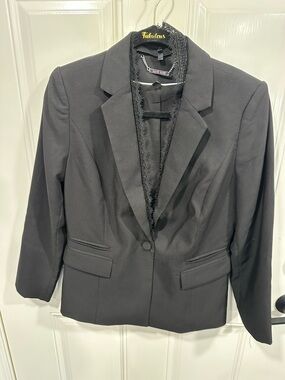 White House Black Market Black Single-Button Blazer with Notch Lapel